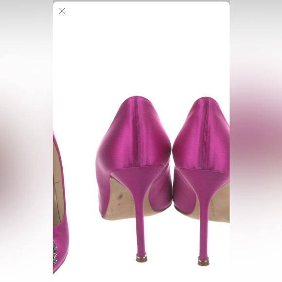 MANOLO BLAHNIK Hangisi 90 embellished satin pumps in fuchsia size 39.5 - Picture 8 of 10